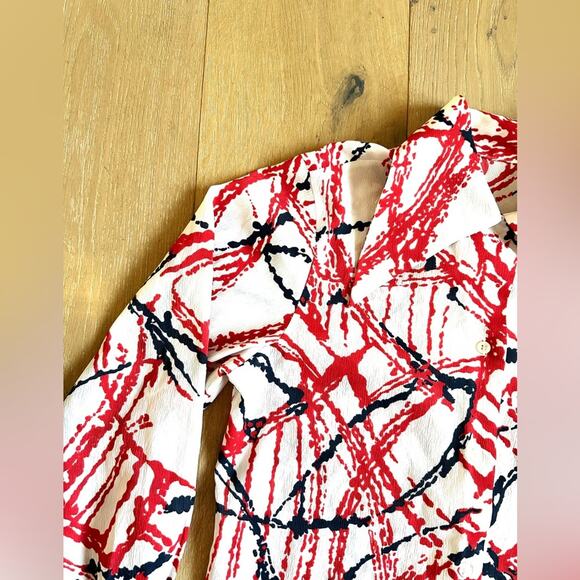 Vintage 70s homemade dagger collar paint splatter button down shirt womens M - Picture 10 of 10